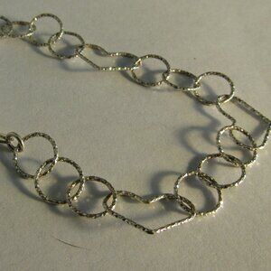 Signed 925 Italy HAN Helen Andrews Hammered Silver 4 HEART DELICATE BRACELET